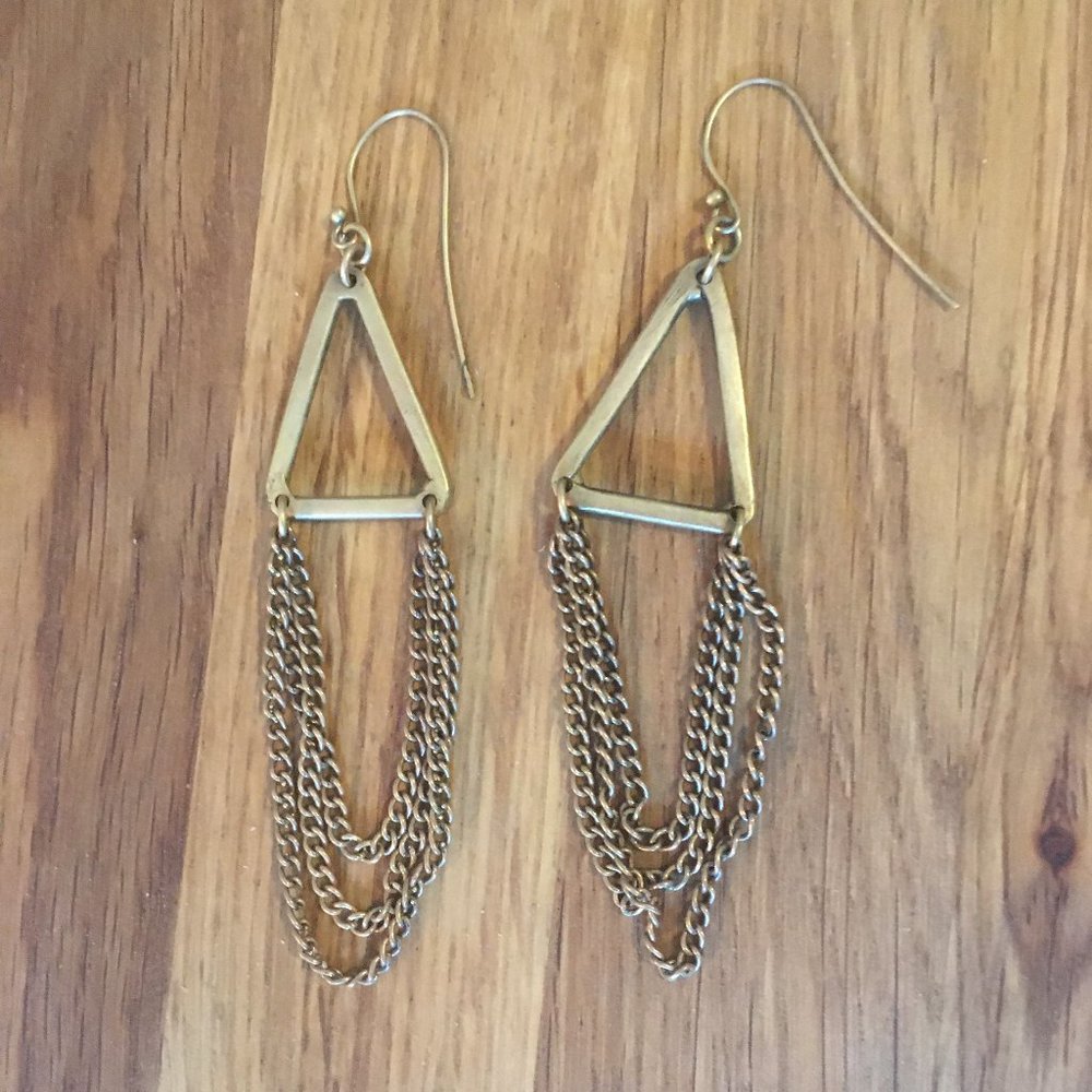 Triangle Chain Brass Earrings